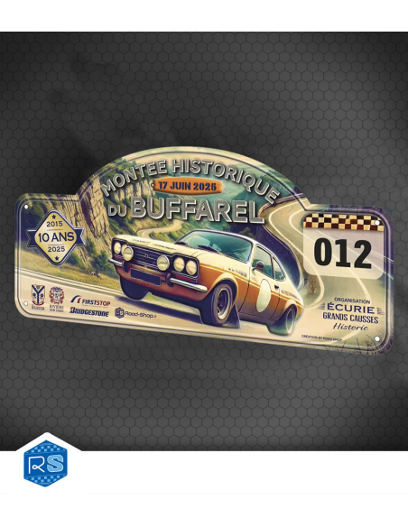 Plaque de rallye en métal embossée - Road-Shop